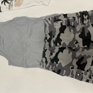 Brand new Walmart Gray Tank Top and Camouflage Shorts